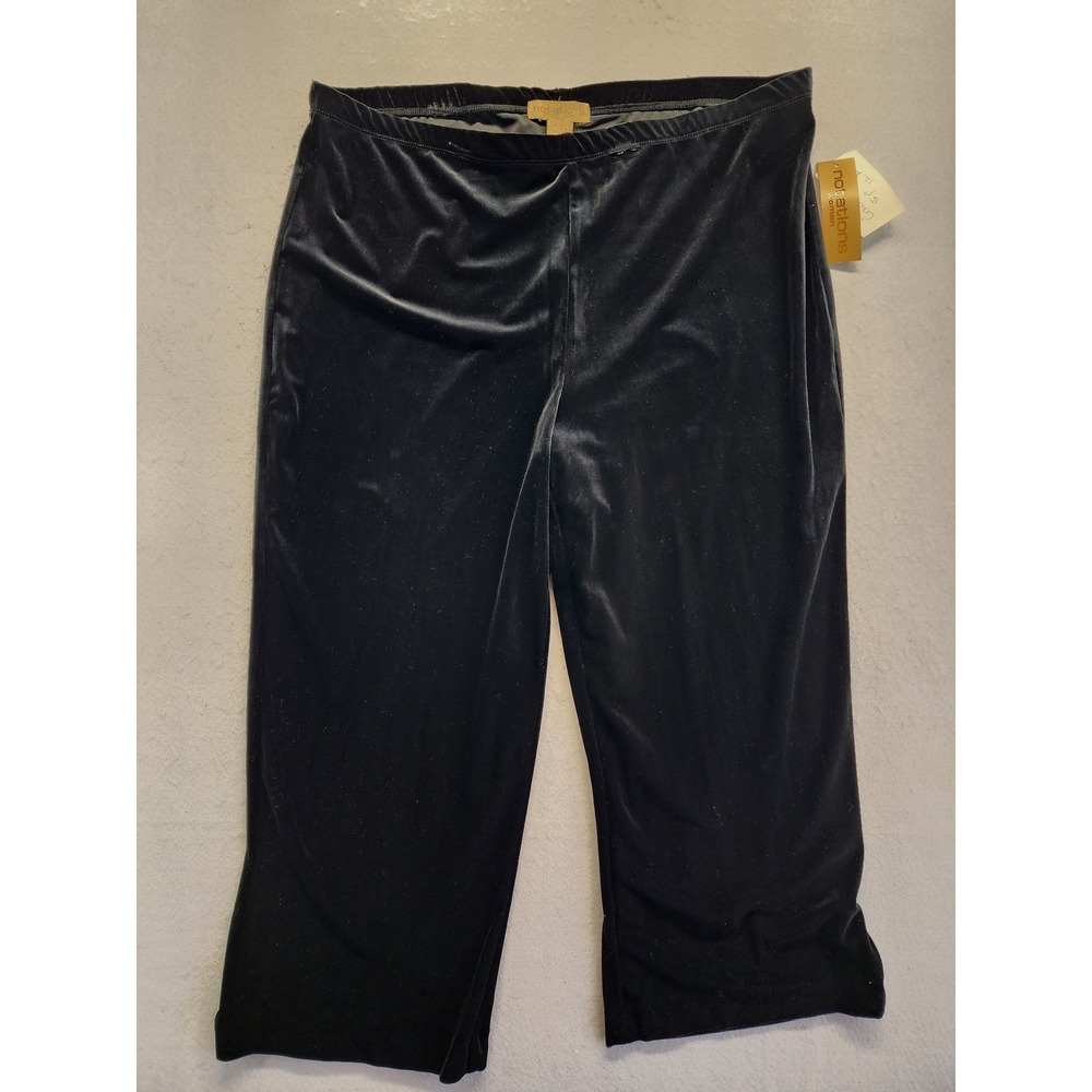 Notations Black Velvet Pull On Cropped Wide Leg Pants Plus Size 1X NWT